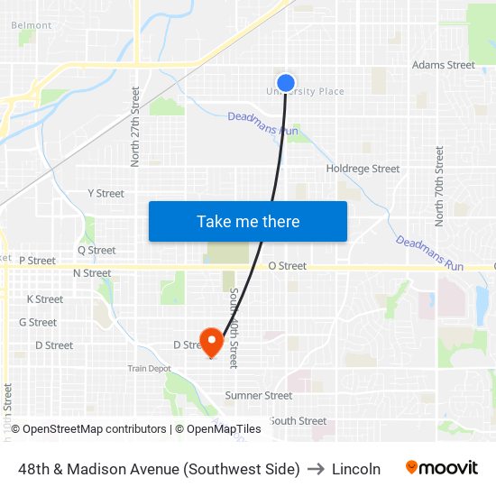 48th & Madison Avenue (Southwest Side) to Lincoln map