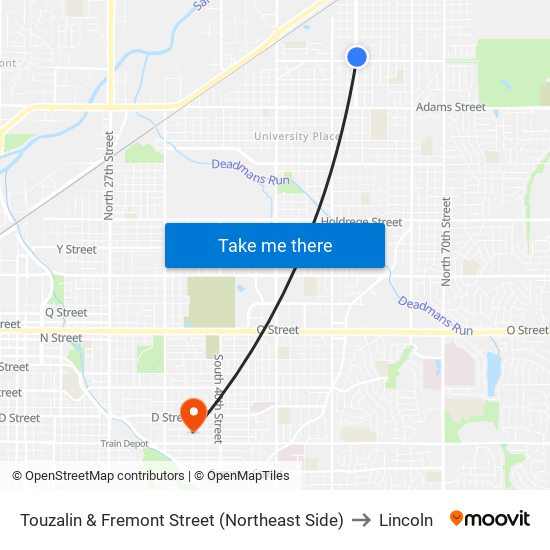 Touzalin & Fremont Street (Northeast Side) to Lincoln map