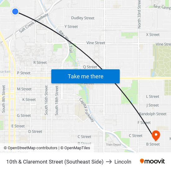 10th & Claremont Street (Southeast Side) to Lincoln map