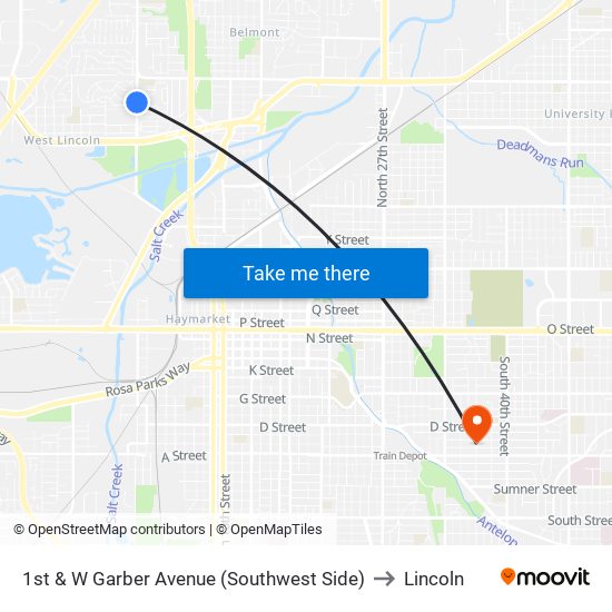 1st & W Garber Avenue (Southwest Side) to Lincoln map