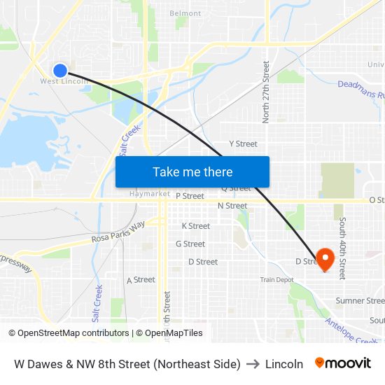 W Dawes & NW 8th Street (Northeast Side) to Lincoln map