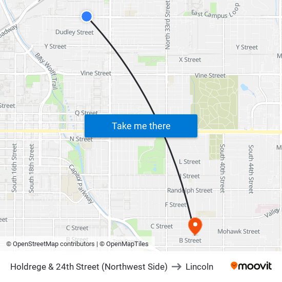 Holdrege & 24th Street (Northwest Side) to Lincoln map