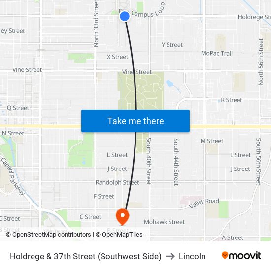 Holdrege & 37th Street (Southwest Side) to Lincoln map