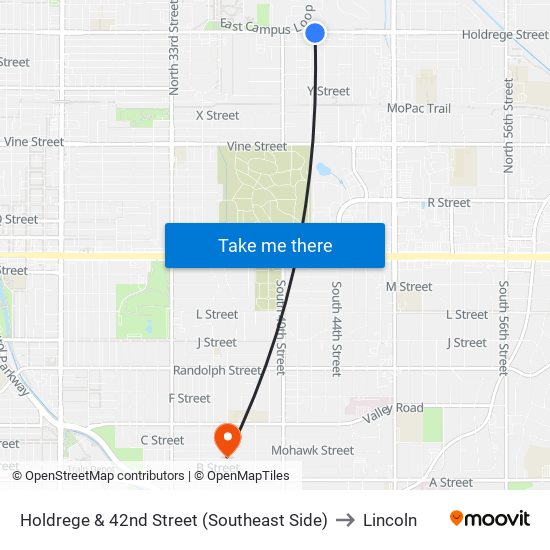 Holdrege & 42nd Street (Southeast Side) to Lincoln map