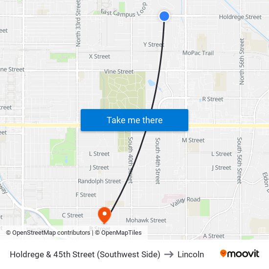 Holdrege & 45th Street (Southwest Side) to Lincoln map