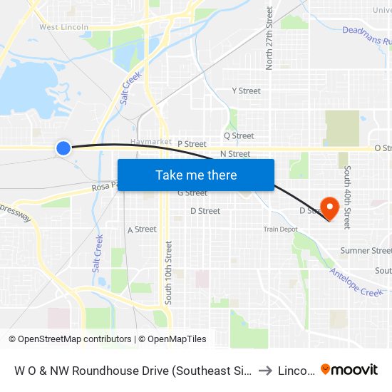 W O & NW Roundhouse Drive (Southeast Side) to Lincoln map