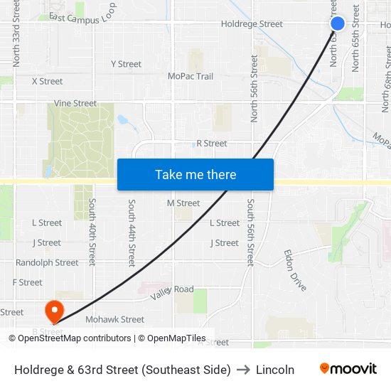 Holdrege & 63rd Street (Southeast Side) to Lincoln map