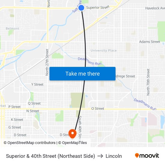 Superior & 40th Street (Northeast Side) to Lincoln map