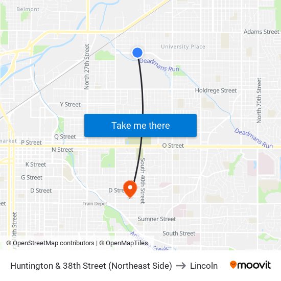 Huntington & 38th Street (Northeast Side) to Lincoln map