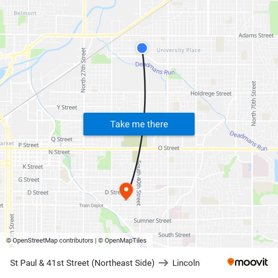 St Paul & 41st Street (Northeast Side) to Lincoln map