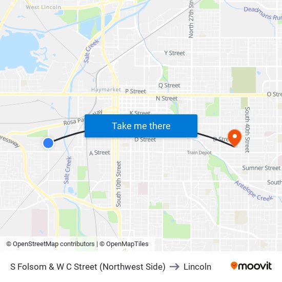 S Folsom & W C Street (Northwest Side) to Lincoln map