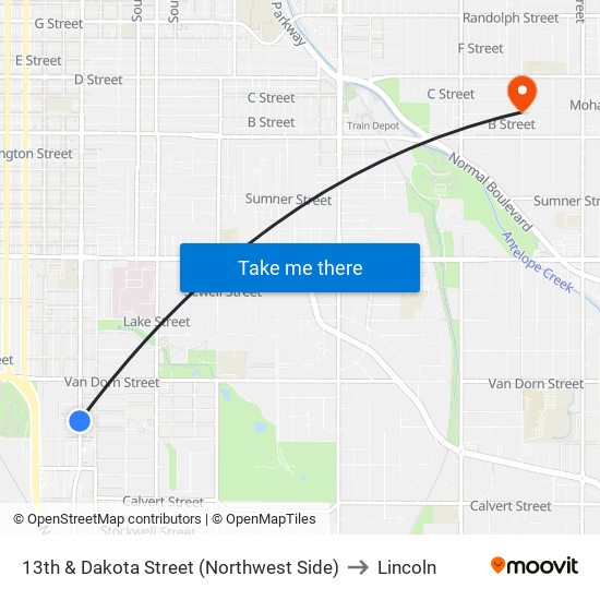 13th & Dakota Street (Northwest Side) to Lincoln map
