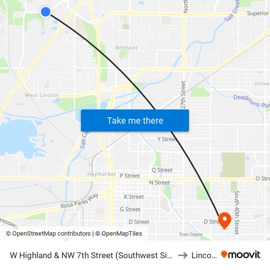 W Highland & NW 7th Street (Southwest Side) to Lincoln map