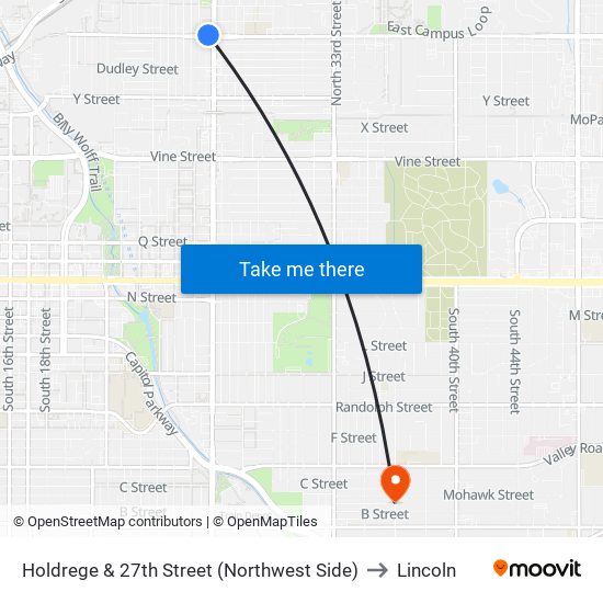 Holdrege & 27th Street (Northwest Side) to Lincoln map