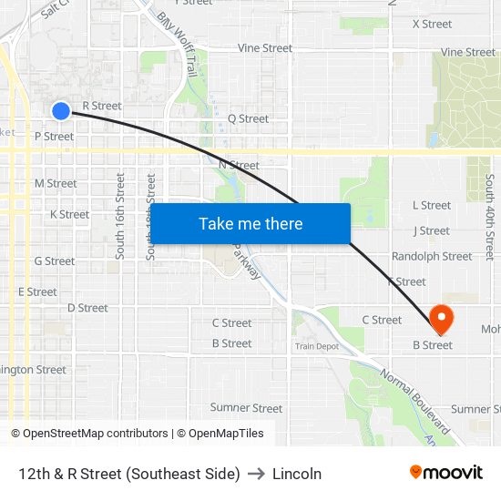 12th & R Street (Southeast Side) to Lincoln map