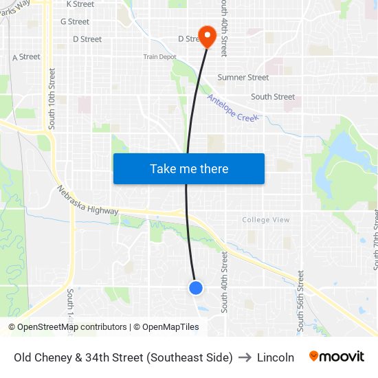 Old Cheney & 34th Street (Southeast Side) to Lincoln map