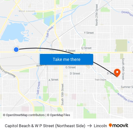 Capitol Beach & W P Street (Northeast Side) to Lincoln map