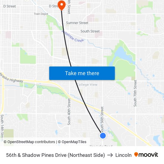 56th & Shadow Pines Drive (Northeast Side) to Lincoln map