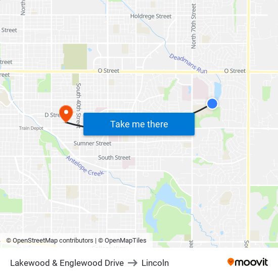 Lakewood & Englewood Drive to Lincoln map