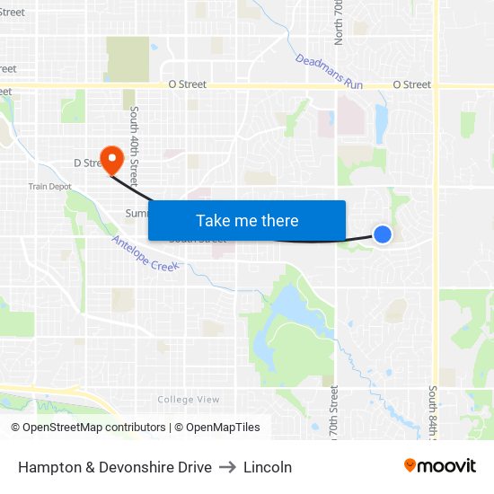 Hampton & Devonshire Drive to Lincoln map