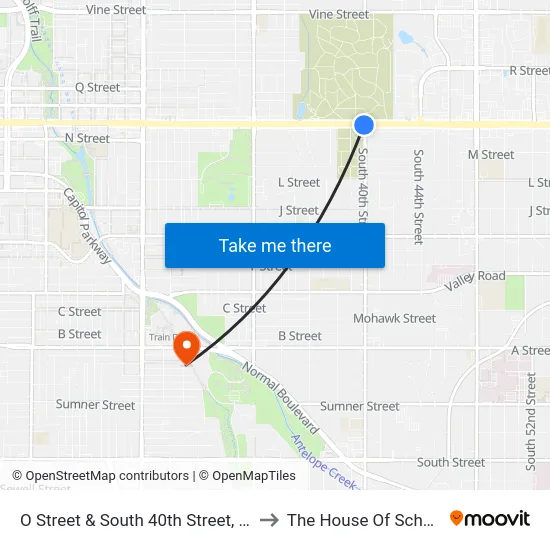 O Street & South 40th Street, SW to The House Of Schnak map