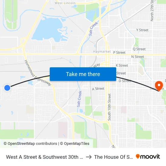 West A Street & Southwest 30th Street, SW to The House Of Schnak map