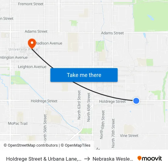Holdrege Street & Urbana Lane, SW to Nebraska Wesleyan map