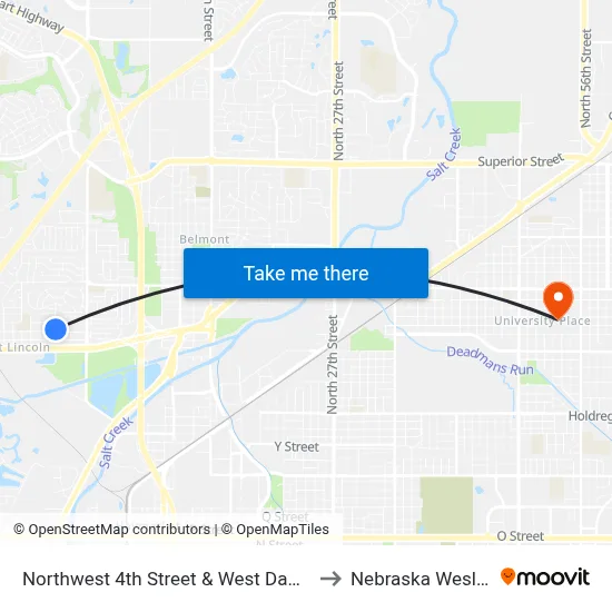 Northwest 4th Street & West Dawes, NW to Nebraska Wesleyan map
