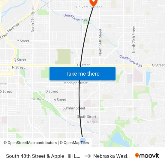 South 48th Street & Apple Hill Lane, Se to Nebraska Wesleyan map