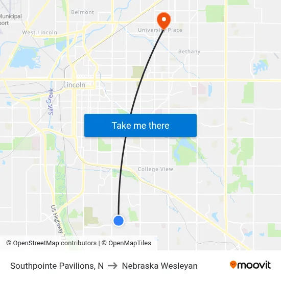 Southpointe Pavilions, N to Nebraska Wesleyan map