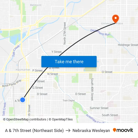 Saint Paul Avenue & North 47th Street, Se to Nebraska Wesleyan map