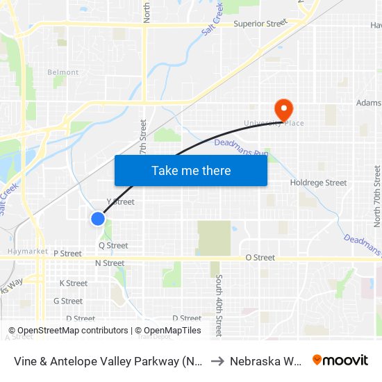 Vine & Antelope Valley Parkway (Northwest Side) to Nebraska Wesleyan map