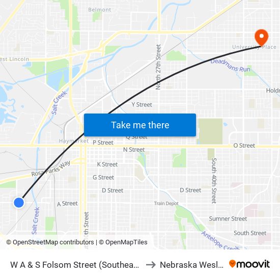 W A & S Folsom Street (Southeast Side) to Nebraska Wesleyan map