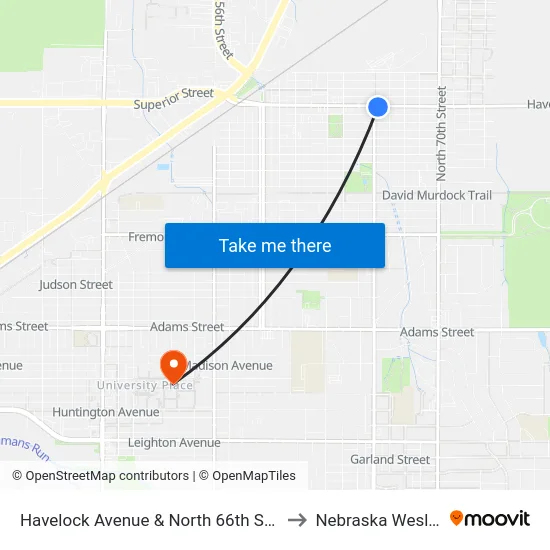 Havelock Avenue & North 66th Street, Se to Nebraska Wesleyan map