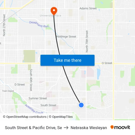 South Street & Pacific Drive, Se to Nebraska Wesleyan map