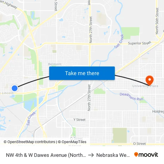 Fremont Street & North 57th Street, SW to Nebraska Wesleyan map