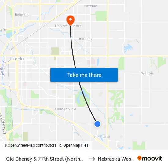 Old Cheney & 77th Street (Northwest Side) to Nebraska Wesleyan map