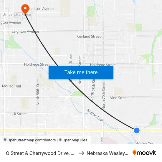 O Street & Cherrywood Drive, Se to Nebraska Wesleyan map