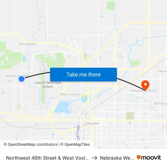 Northwest 48th Street & West Vosler Street, NW to Nebraska Wesleyan map