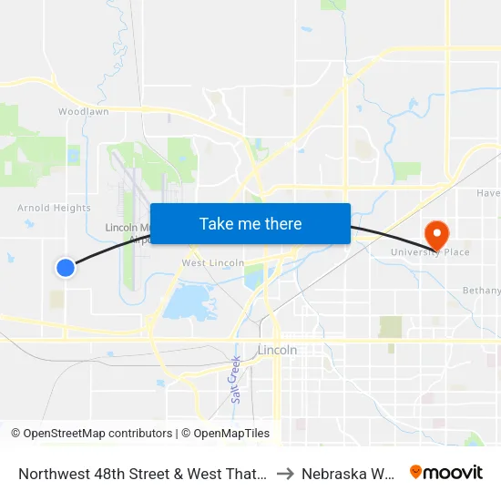Northwest 48th Street & West Thatcher Lane, SW to Nebraska Wesleyan map