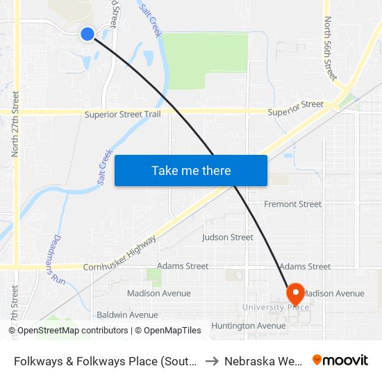 Folkways & Folkways Place (Southeast Side) to Nebraska Wesleyan map