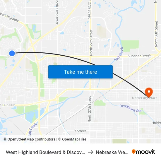 West Highland Boulevard & Discovery Drive, Se to Nebraska Wesleyan map