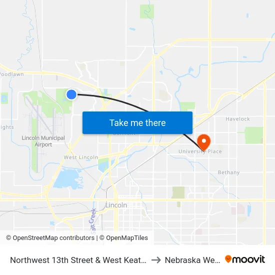 Northwest 13th Street & West Keating Drive, NW to Nebraska Wesleyan map