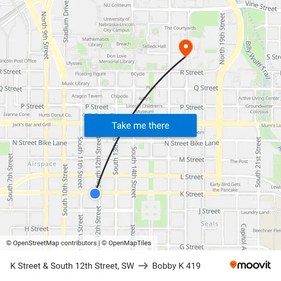 K Street & South 12th Street, SW to Bobby K 419 map