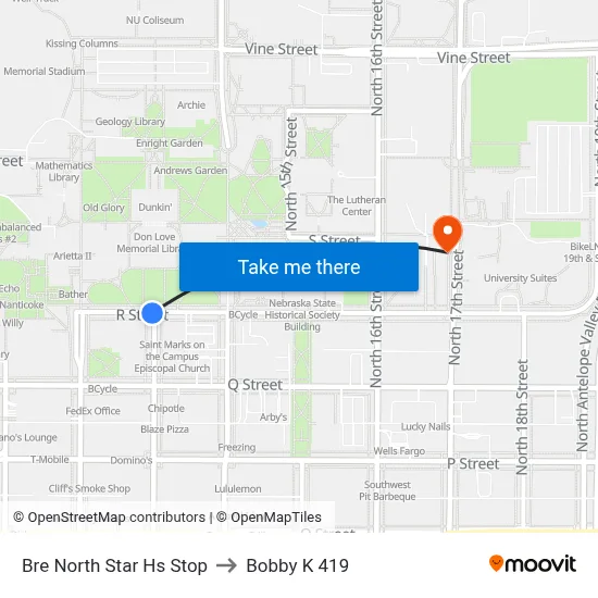 Bre North Star Hs Stop to Bobby K 419 map