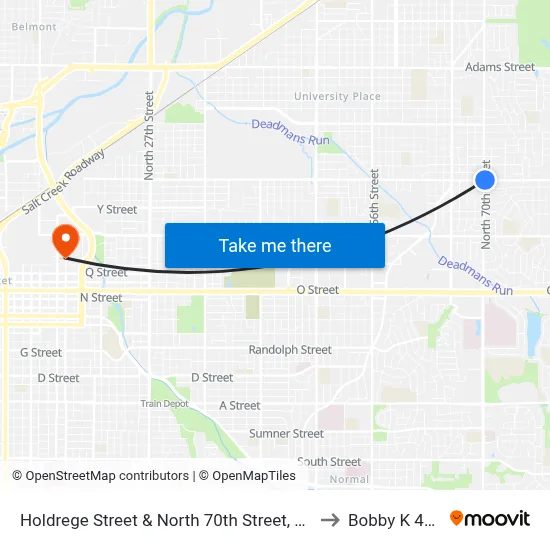 Holdrege Street & North 70th Street, NE to Bobby K 419 map