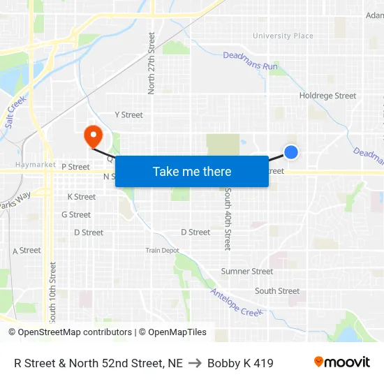 R Street & North 52nd Street, NE to Bobby K 419 map