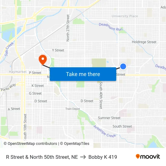 R Street & North 50th Street, NE to Bobby K 419 map