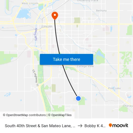 South 40th Street & San Mateo Lane, NE to Bobby K 419 map