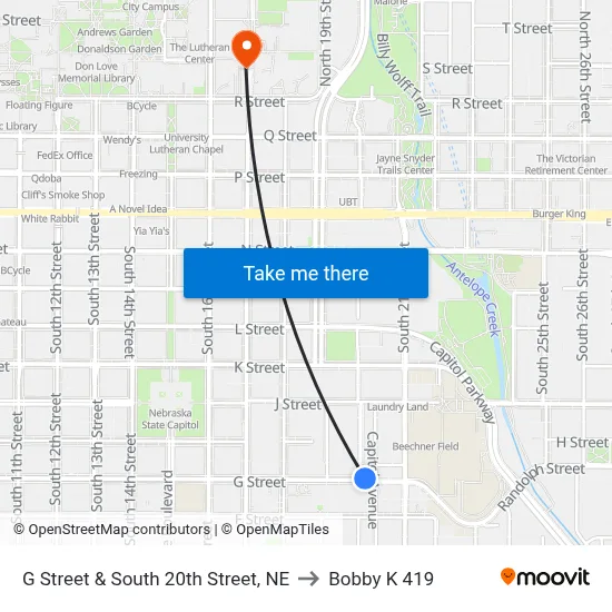 G Street & South 20th Street, NE to Bobby K 419 map